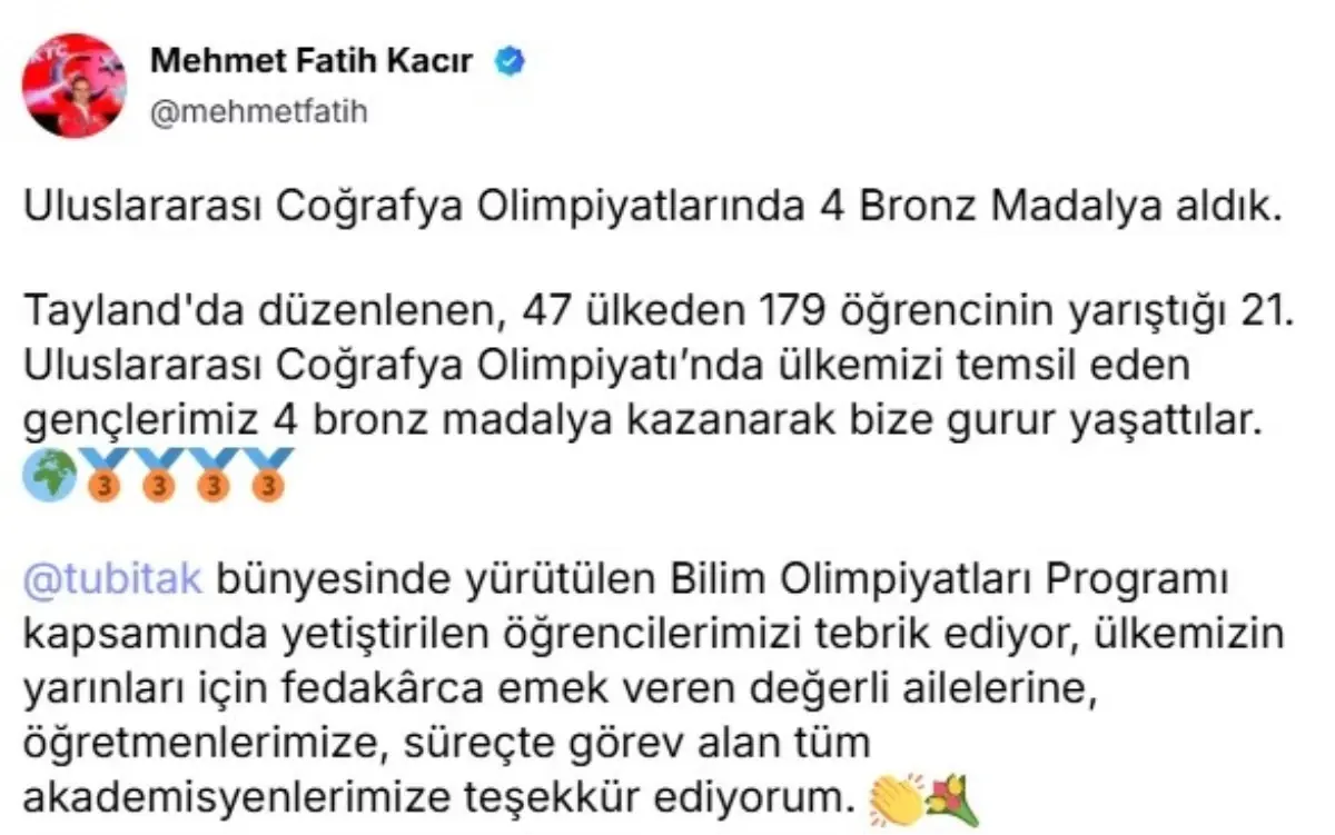 Coğrafya Olimpiyatı’nda Başarı